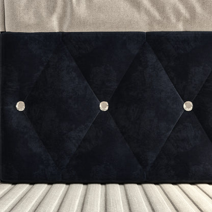 Rosahqnda gepolstertes Doppelbett 140 x 200 cm mit LED-Beleuchtung, hydraulischem Stauraumbett und Lattenrost, Funktionsbetten, Samt