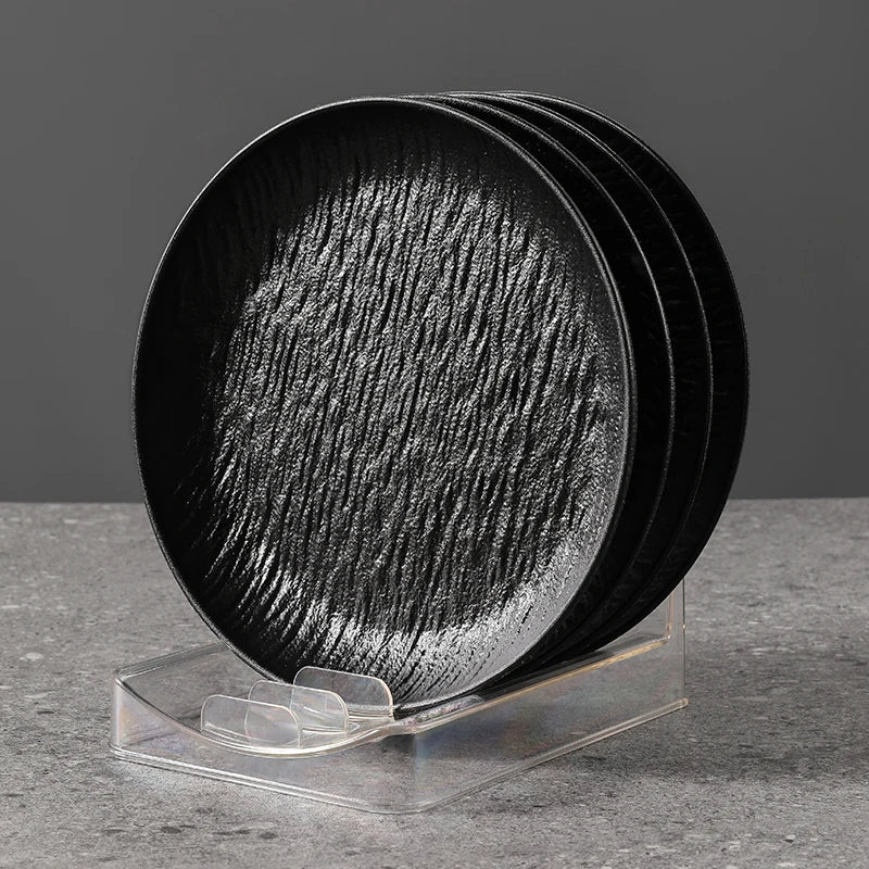 INS Stone Grain Bone Plate Relief Premium Steak Dining for Simple western Food Plate Salad Plate Special Look Household Items.