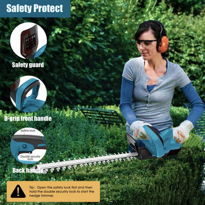 21 V Akku-Heckenschere, 22 Zoll, elektrischer Heckenschere mit Dual-Action-Klinge, 3/5 Zoll Schnittkapazität für Makita 18 V Akku