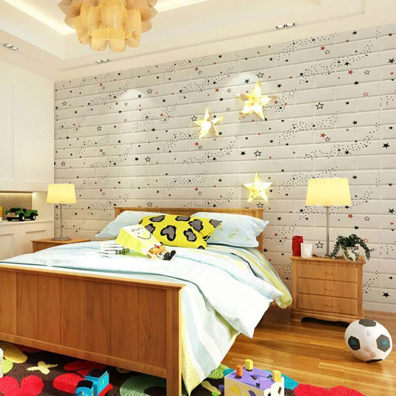 70cmx1m 3D Wall Sticker Faux Brick Bedroom Home Decor Waterproof Self Adhesive Wallpaper Living Room TV Background Decoration