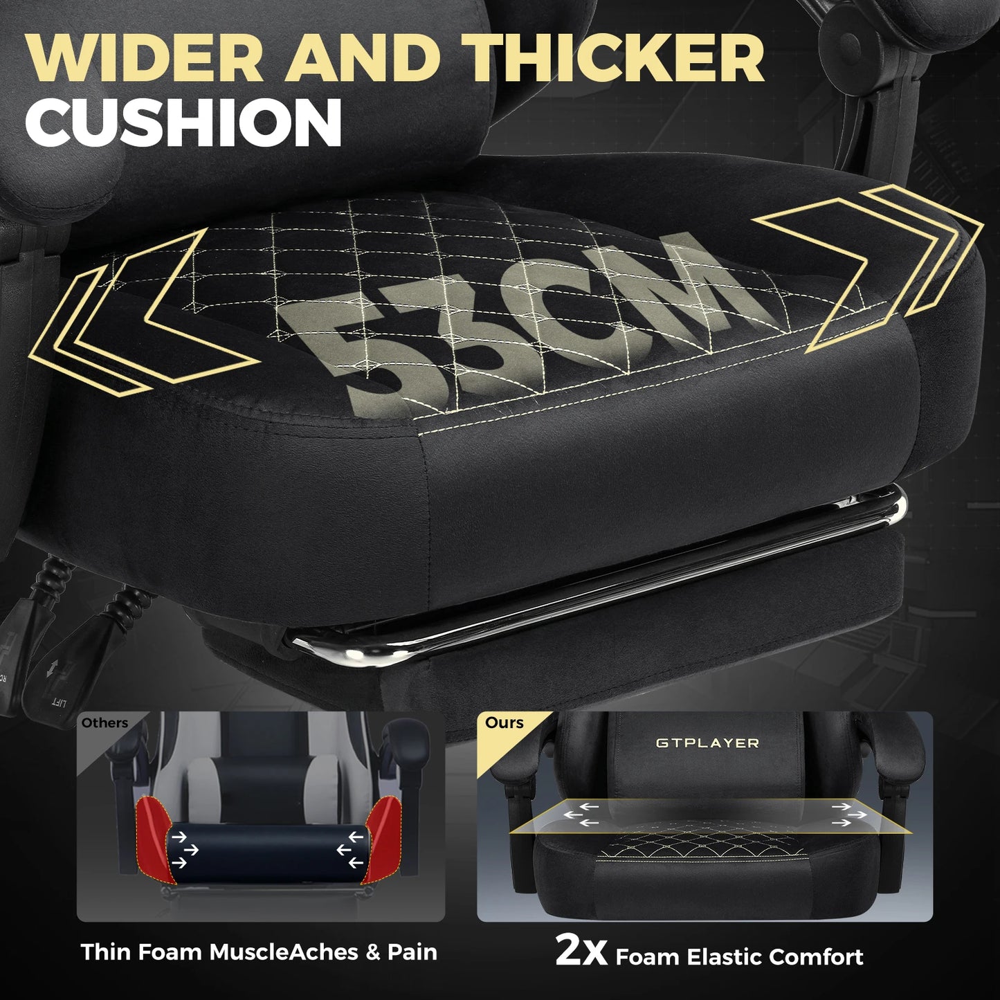 GTPLAYER Gaming Stuhl Stoff Gaming Chair Ergonomisch Bürostuh PC Stuhl, Verstellbarer und Drehbarer Schreibtischstuh