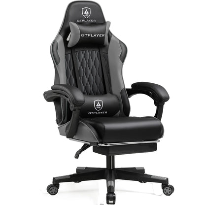 GTPLAYER Gaming Stuhl, Gamer Stuhl, Ergonomischer Bürostuhl mit Fußstütze Verstellbare Lenden und Kopfkissen, Gaming Chair