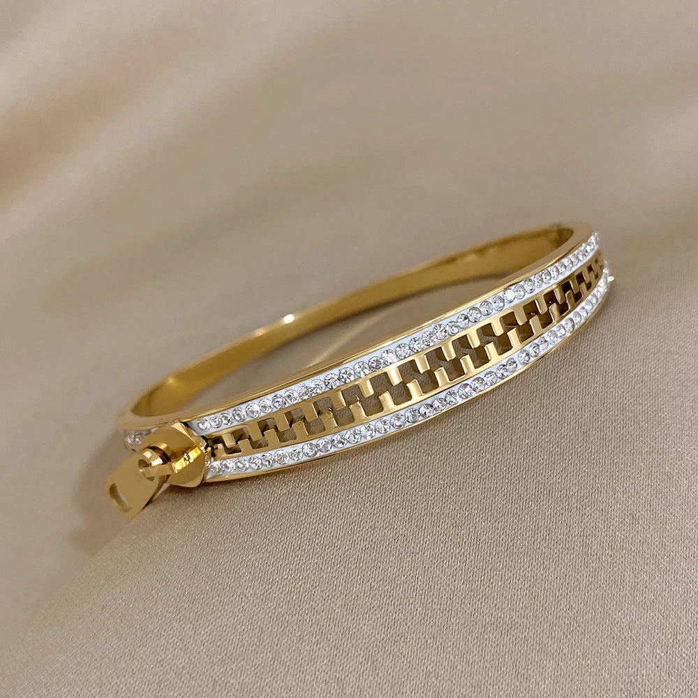 Original Zipper Bracelet Charm Bangle Stainless Steel Zip Hand Bracelets Gold Plated Luxury Jewelry for Women Designer.