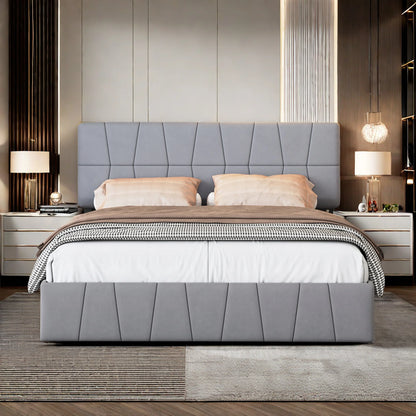 ROSAHQNDA Modernes Doppelbett, Polsterbett mit 4 Schubladen, Samt, verstellbares Kopfteil, Doppelbettgestell, ohne Matratze