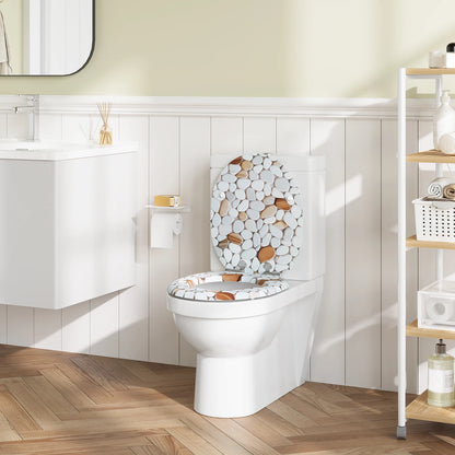 O-förmiger Toilettensitz, verstellbare Scharniere, Toilettendeckel mit Motiv, Soft-Close-Mechanismus für Badezimmer