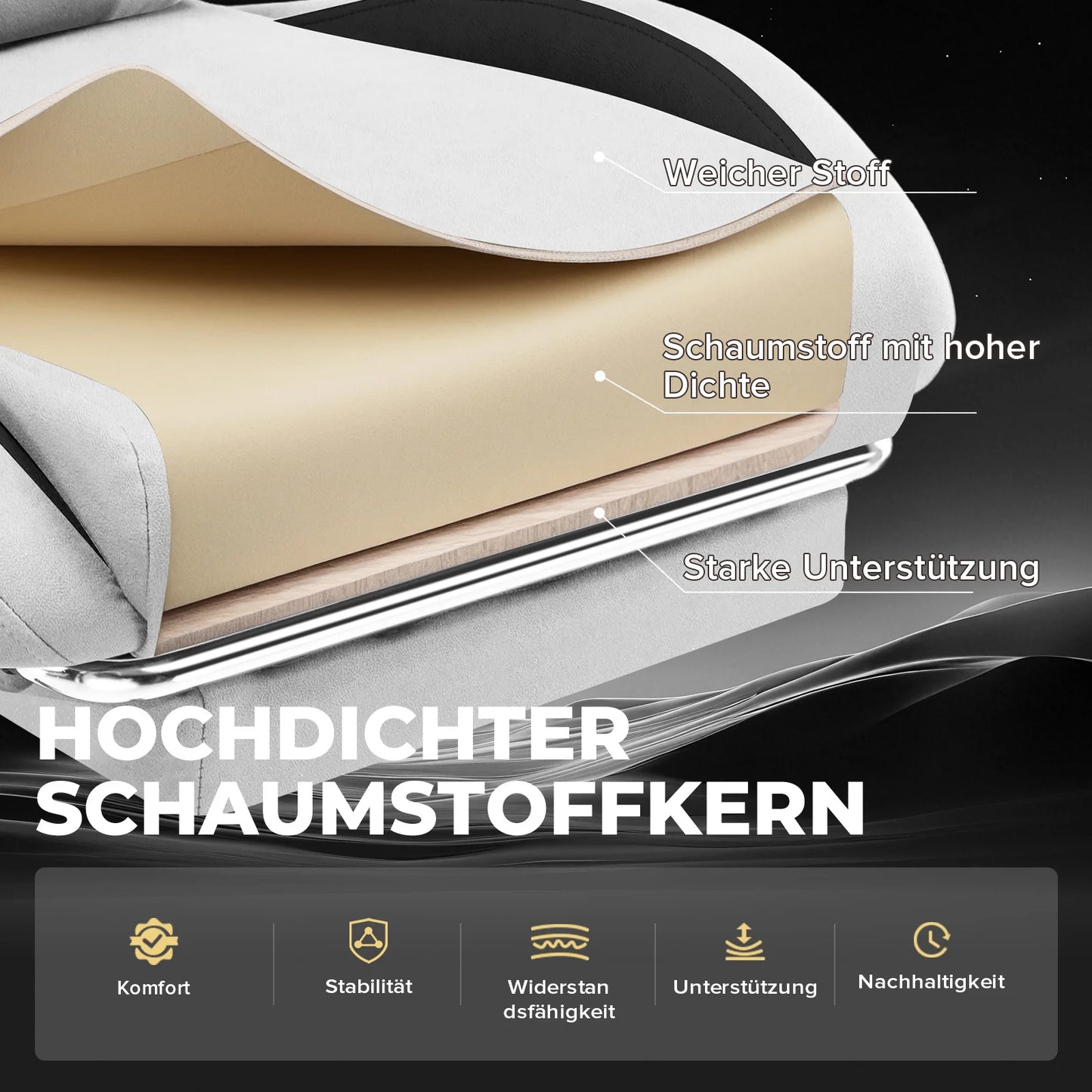 GTPLAYER Gaming Stuhl, Ergonomischer Gamer Stuhl aus Stoff mit Lendenwirbelstütze, PC-Stuhl mit verbreiterter Rückenlehne