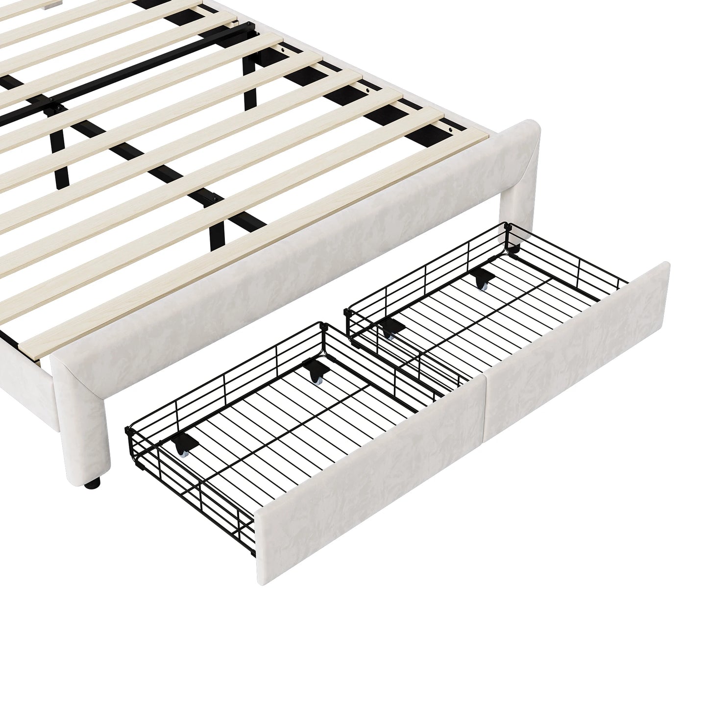 WoodenAura Gepolstertes Doppelbett, 140 x 200 cm mit LED, gepolstertes Bettgestell mit verstellbarem Kopfteil und Lattenrost