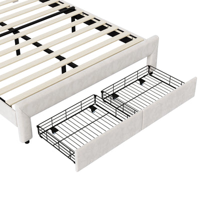 WoodenAura Gepolstertes Doppelbett, 140 x 200 cm mit LED, gepolstertes Bettgestell mit verstellbarem Kopfteil und Lattenrost