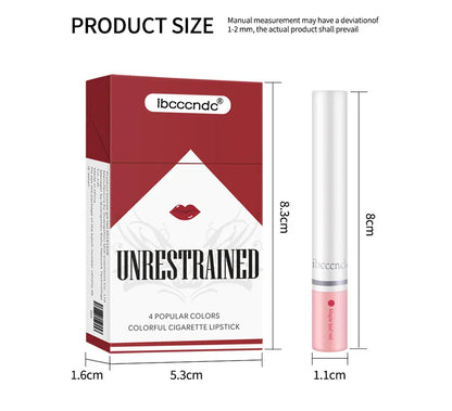 4 pcs/set Cigarette Lipstick Set Long Lasting Lip Glaze Matte Lip Gloss Waterproof Lip Stick Tube Nude Lip Tint Makeup Cosmetics