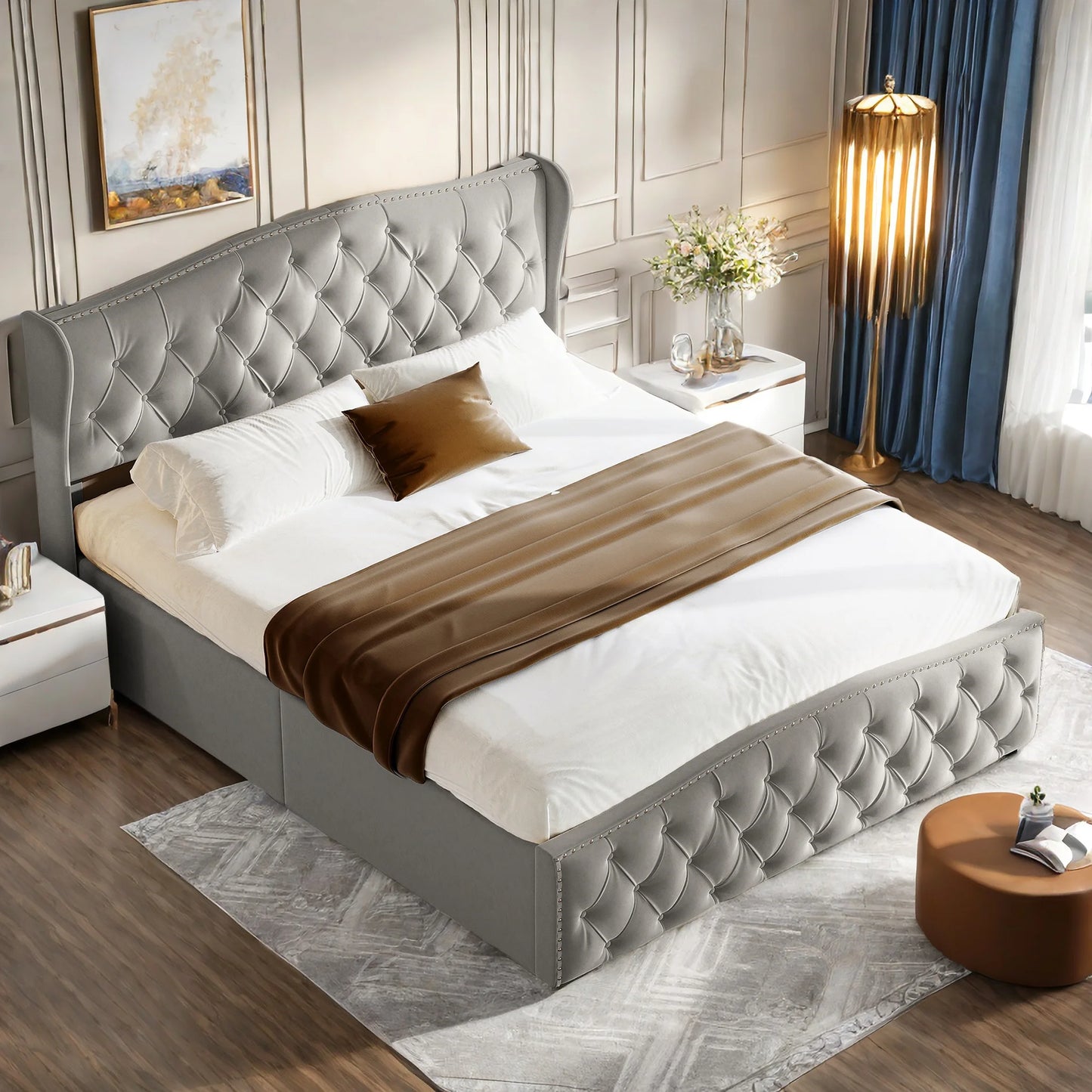 Rosahqnda hydraulisches Bett im modernen Stil, Stilvolles Doppelbett für Jugendliche, Kinder und Erwachsene, ohne Matratze