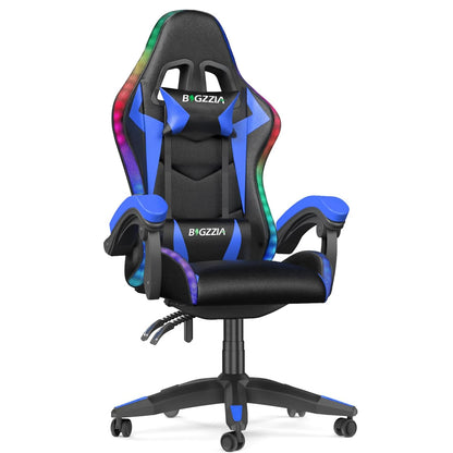 bigzzia Gaming Chair with LED RGB Gaming Chairs Ergonomic PC Chair with Headrest Gaming Chair RGB Light Lighting Computer Chair