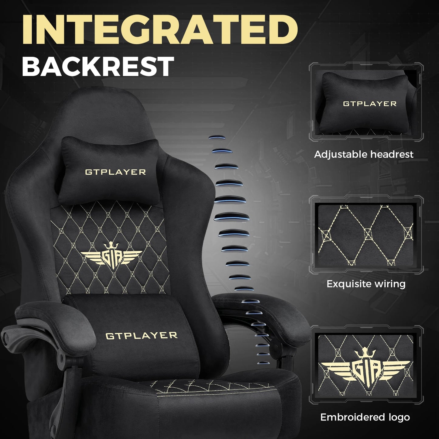 GTPLAYER Gaming Stuhl Stoff Gaming Chair Ergonomisch Bürostuh PC Stuhl, Verstellbarer und Drehbarer Schreibtischstuh