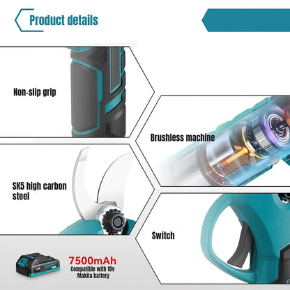 30mm bürstenlose elektrische Ast schere 2 Gänge Akku wiederauf ladbare Obstbaum Bonsai Schnitt Elektro werkzeug für Makita 18V Batterie