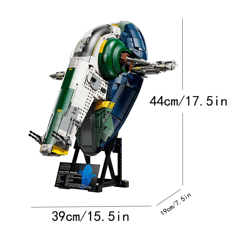 2970pieces Green Starship Model Building Block DIY Assemble Brick Toys Collection For Kids Adults Gift Compatible With Set 75409.