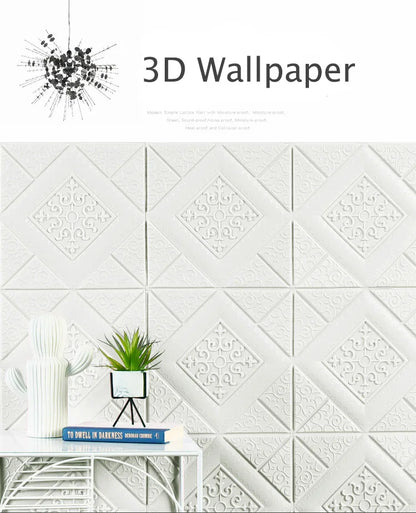 10Pcs 70*70cm Ceiling Wallpaper 3D Brick Waterproof Wall Stickers Foam Wall Paper Self-Adhesive Home Decor