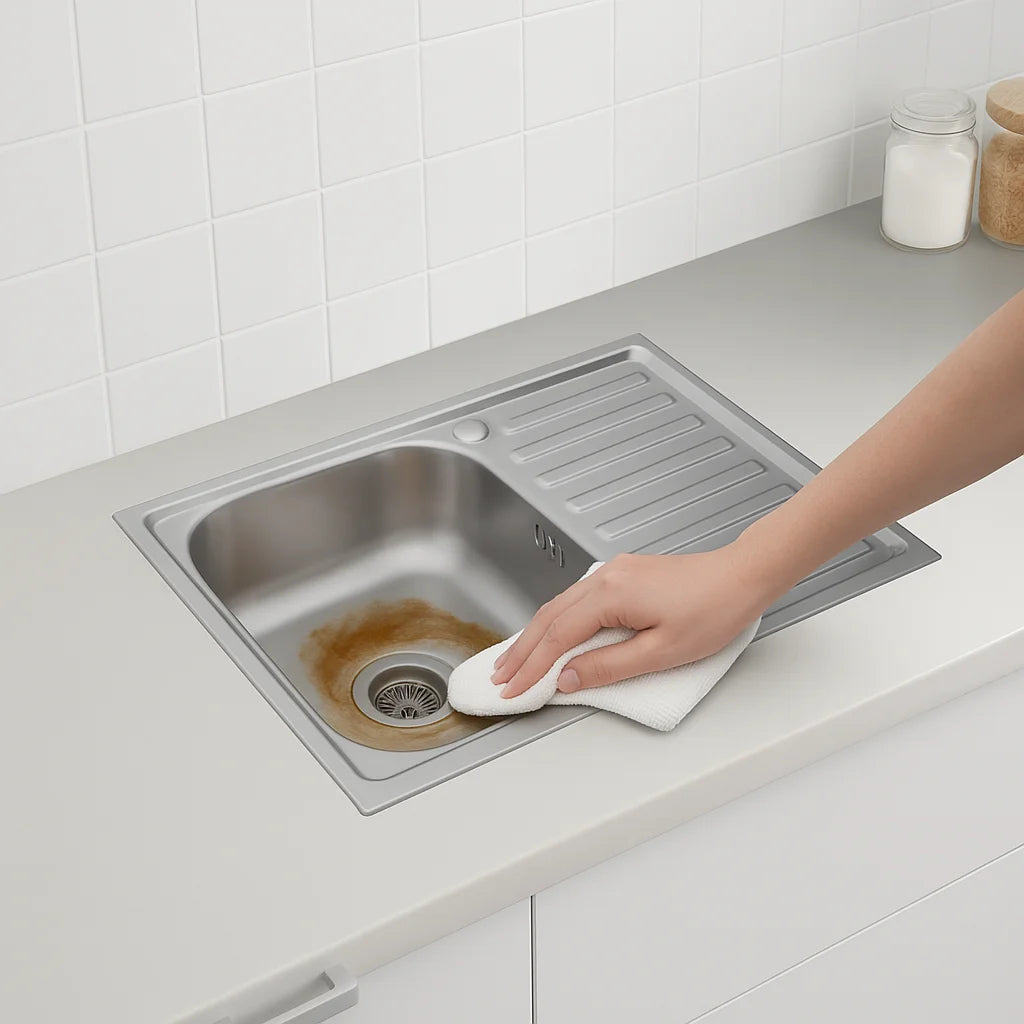 80 x 50 cm große Küchenspüle aus Edelstahl, Einzelschüssel mit Wasserhahnloch und Abtropffläche, Silber, linke/rechte Option