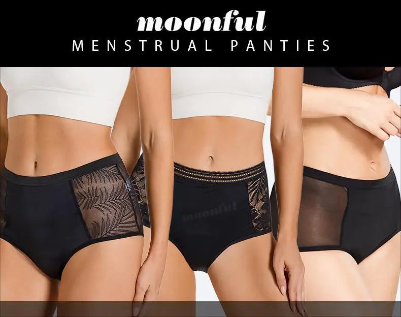 High Waist Period Underwear Lace Mesh Menstrual Panties Women Menstrual Cycle Absorbent Underwear Girl Panties for Monthly.