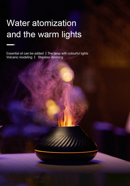 KINSCOTER Volcanic Aroma Diffuser Essential Oil Lamp 130ml USB Portable Air Humidifier with Color Flame Night Light.