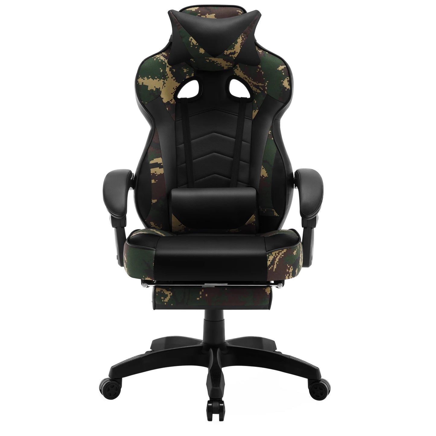 WOLTU Drehbarer Gaming-Rennstuhl, Schreibtisch, Büro, Computerstuhl, Sportsitz mit Kopfstütze, Lendenkissen, Fußstütze, Gamer-Stuhl