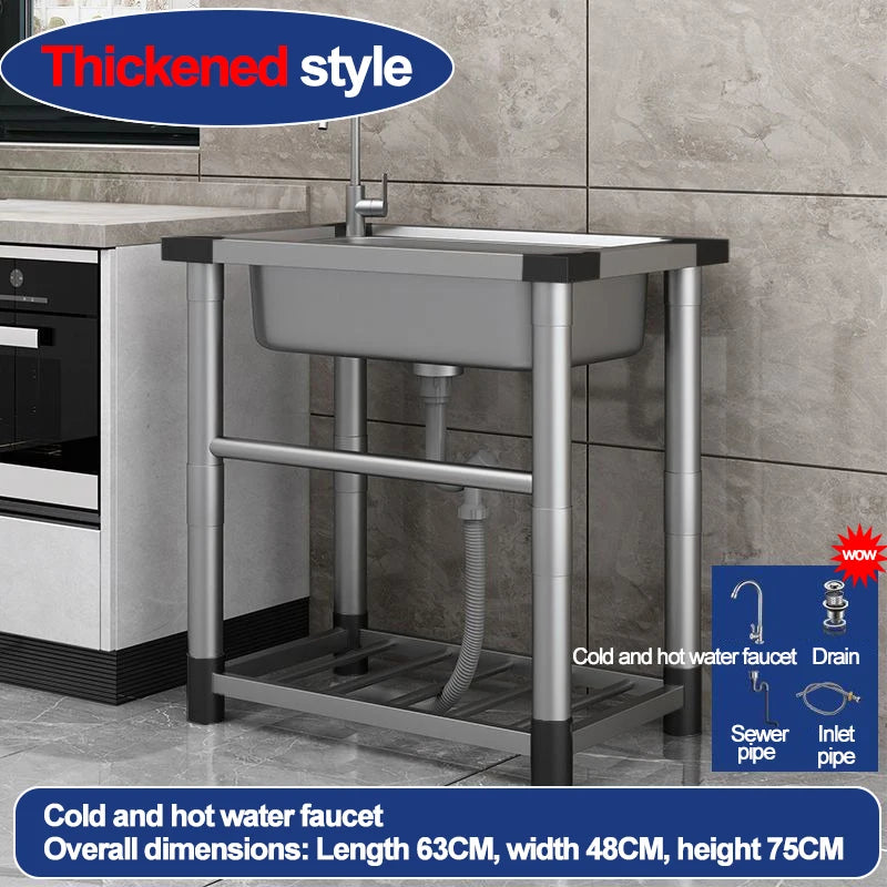 304 stainless steel sink, single-sink sink, household vegetable-washing sink, under-sink sink, large single sink, kitchen water