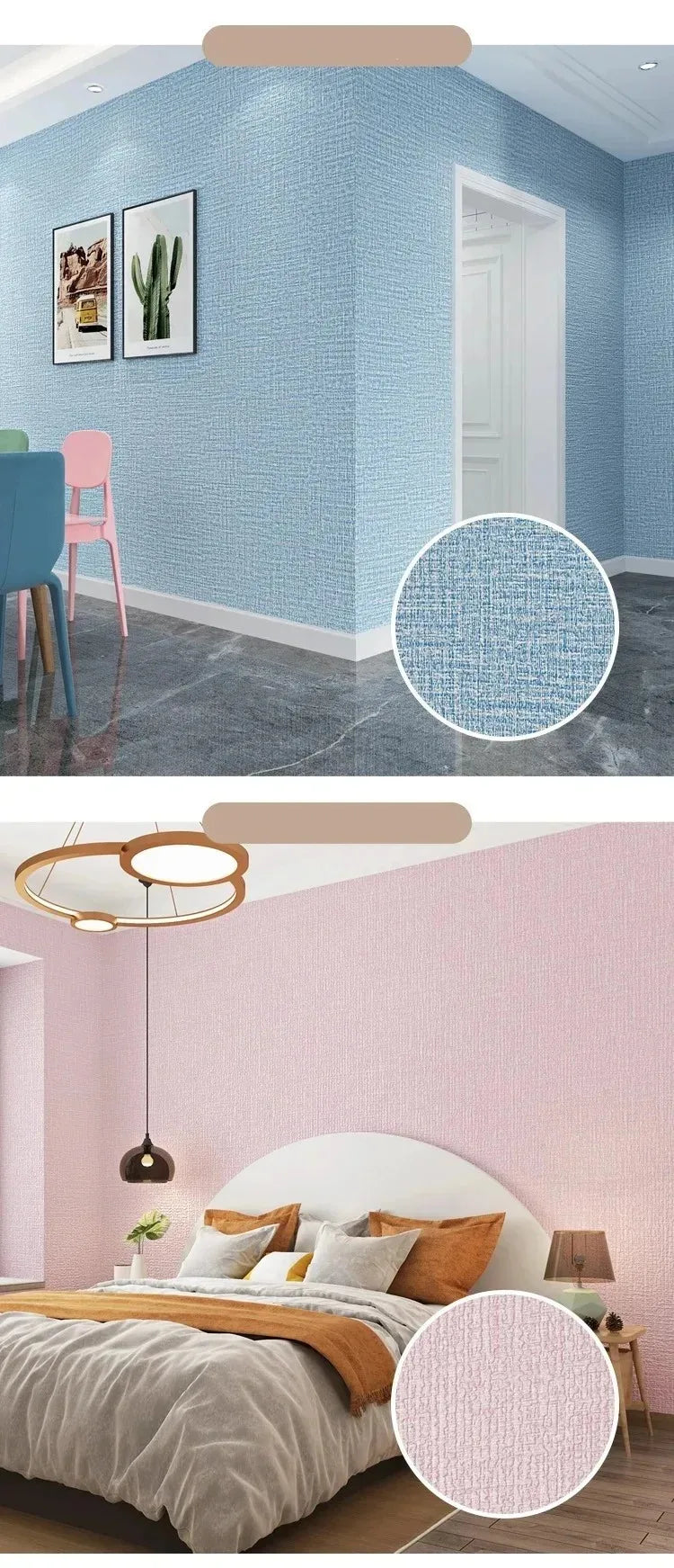 50cm Self-Adhesive Foam Wall Panel Wide 3D Linen PVC Texture Waterproof Soundproof Removable for Living Room Bedroom Home Decor