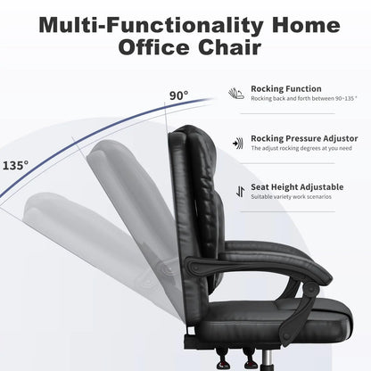 Ergonomic Office Chair PU Leather Desk Chair Spring Pad Design High Backrest Adjustable Executive Chair Swivel Chair