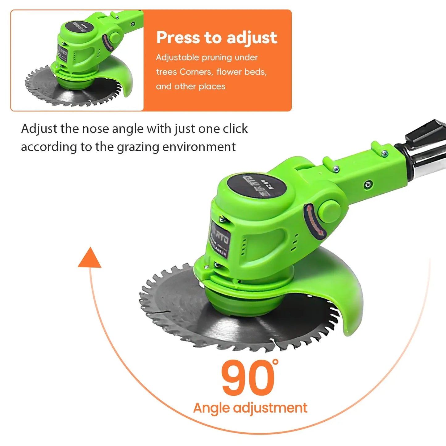 Elektrischer Rasenmäher, faltbar, für Zuhause, Garten, Rasentrimmer, 90 cm, verstellbare Größe, Hand-Backwerkzeug für 21 V-Batterie