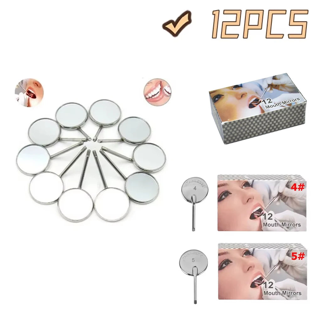 Dental Mirror Stainless Steel Mouth Mirror Dental Hygiene Kit Instrument Dental Reflector Dentist Tools.