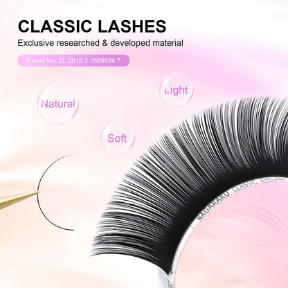 NAGARAKU Classic 16rows/case 7~25mm Mix Premium Natural Synthetic Mink Individual Eyelash Extension Supplies Makeup Cilios.