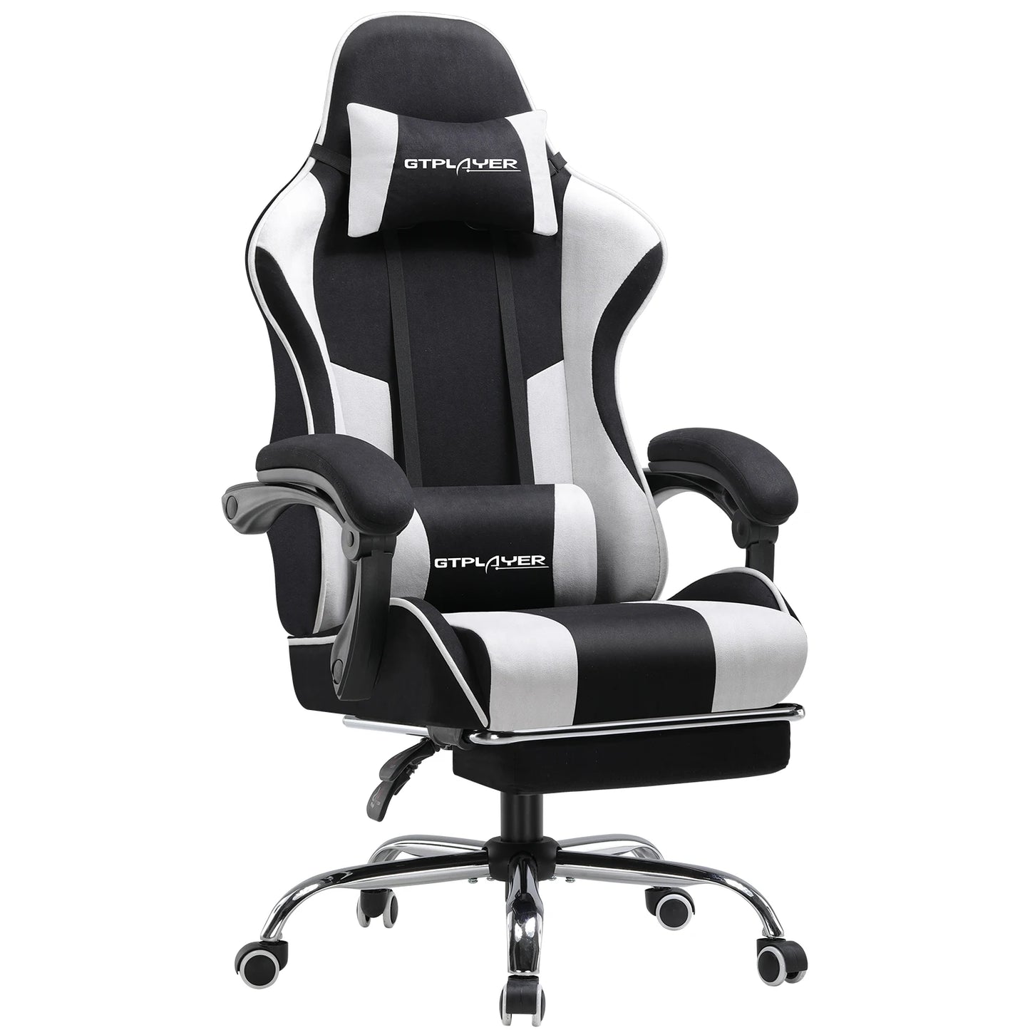 GTPLAYER Bürostuhl Gaming Stuhl Stoff Gaming Sessel Ergonomischer Gamer Stuhl mit Fußstütze, Kopfstütze Lendenkissen, Gepolstert