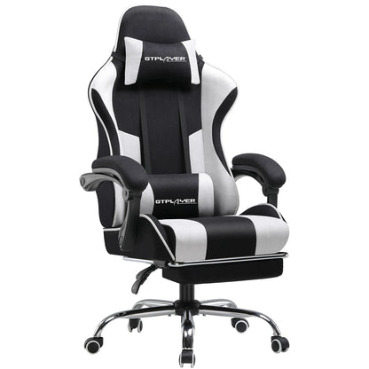GTPLAYER Bürostuhl Gaming Stuhl Stoff Gaming Sessel Ergonomischer Gamer Stuhl mit Fußstütze, Kopfstütze Lendenkissen, Gepolstert