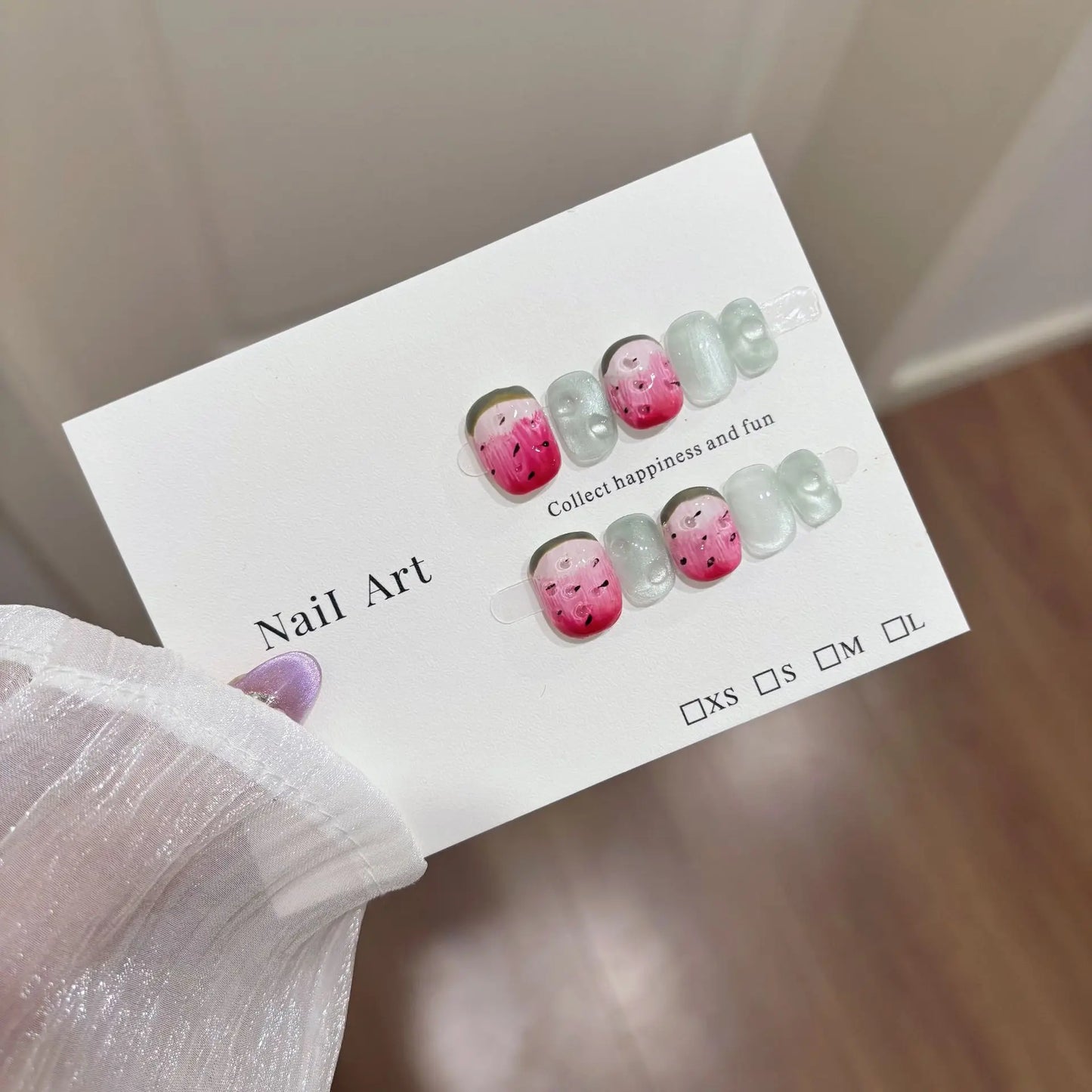 10pcs Ballet Short Nail Tips Set-Glossy Finish Polka Dot & Solid Color Designs with 3D Bow Accents Nail Art for Women and Girls.