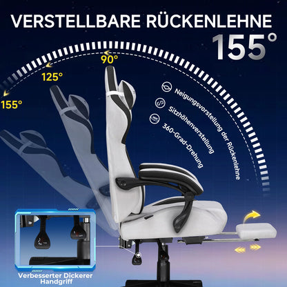 GTPLAYER Gaming Stuhl, Ergonomischer Gamer Stuhl aus Kunstleder-Stoff mit Lendenwirbelstütze, PC-Stuhl mit verbreiterter Rückenl