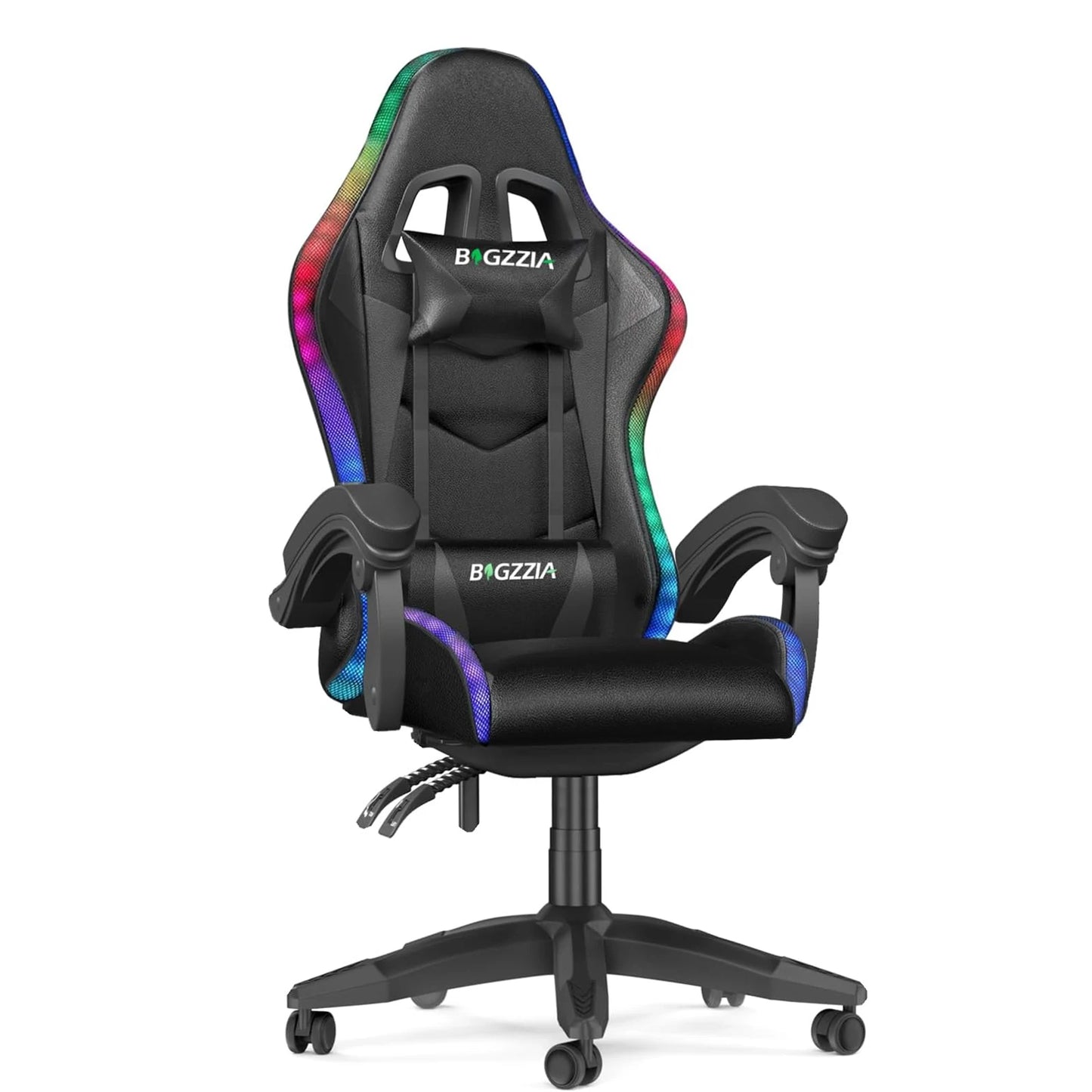 bigzzia Gaming Chair with LED RGB Gaming Chairs Ergonomic PC Chair with Headrest Gaming Chair RGB Light Lighting Computer Chair