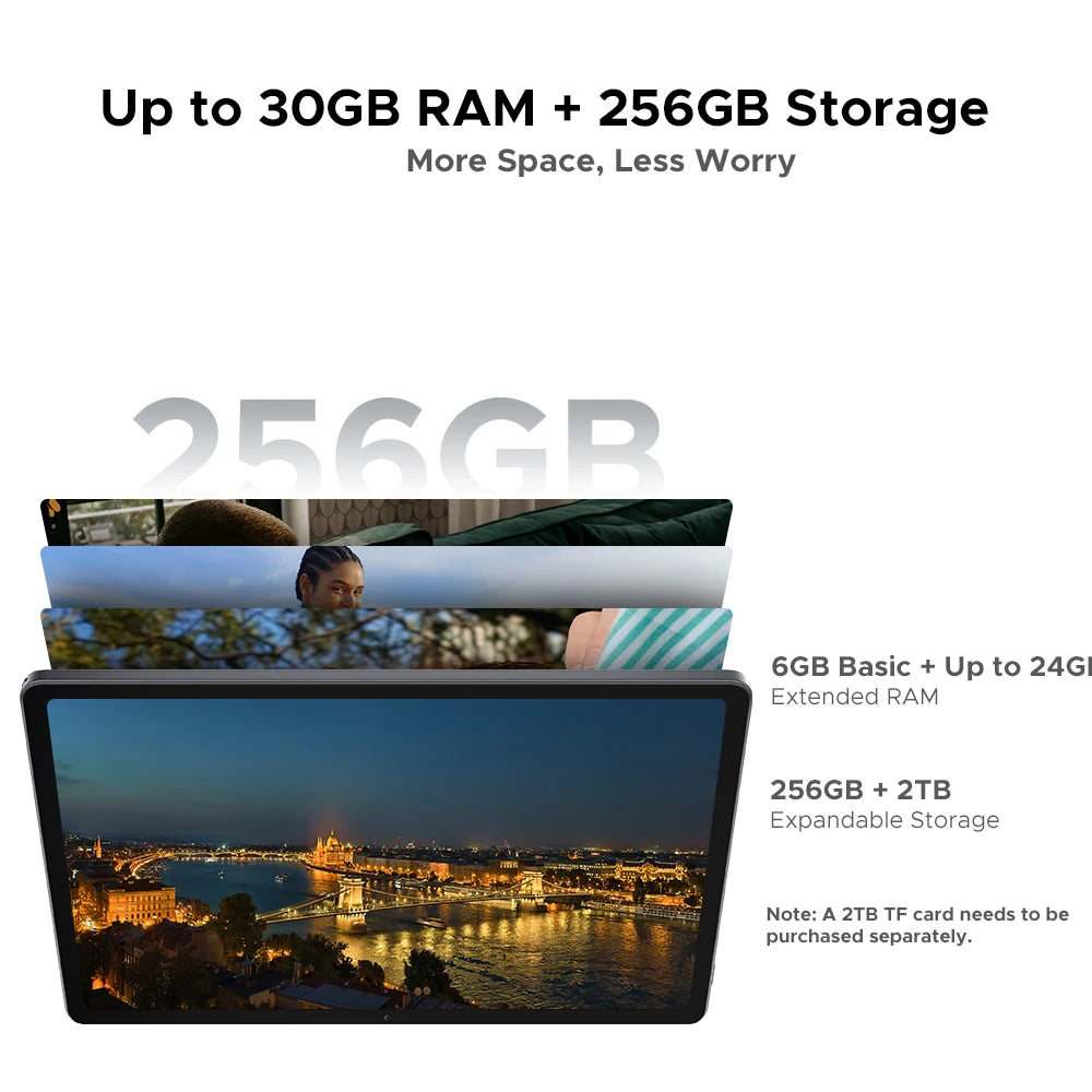 Global Version DOOGEE U11 Pro Android 15 Tablet 30GB(6+24) 256GB 11" HD 90Hz Display 8580mAh Battery Unisoc T7200 Widevine L1.