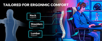 GTPLAYER Gaming Stuhl, Bürostuhl mit Taschenfeder-Lendenwirbelstütze, ergonomischer und komfortabler breiter Büro-Computersessel