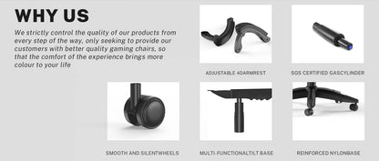 bigzzia Ergonomic Gaming Chair PC Chair Computer Chair Gaming Chair Breathable Office Chair with Cushion, Reclining Back Support