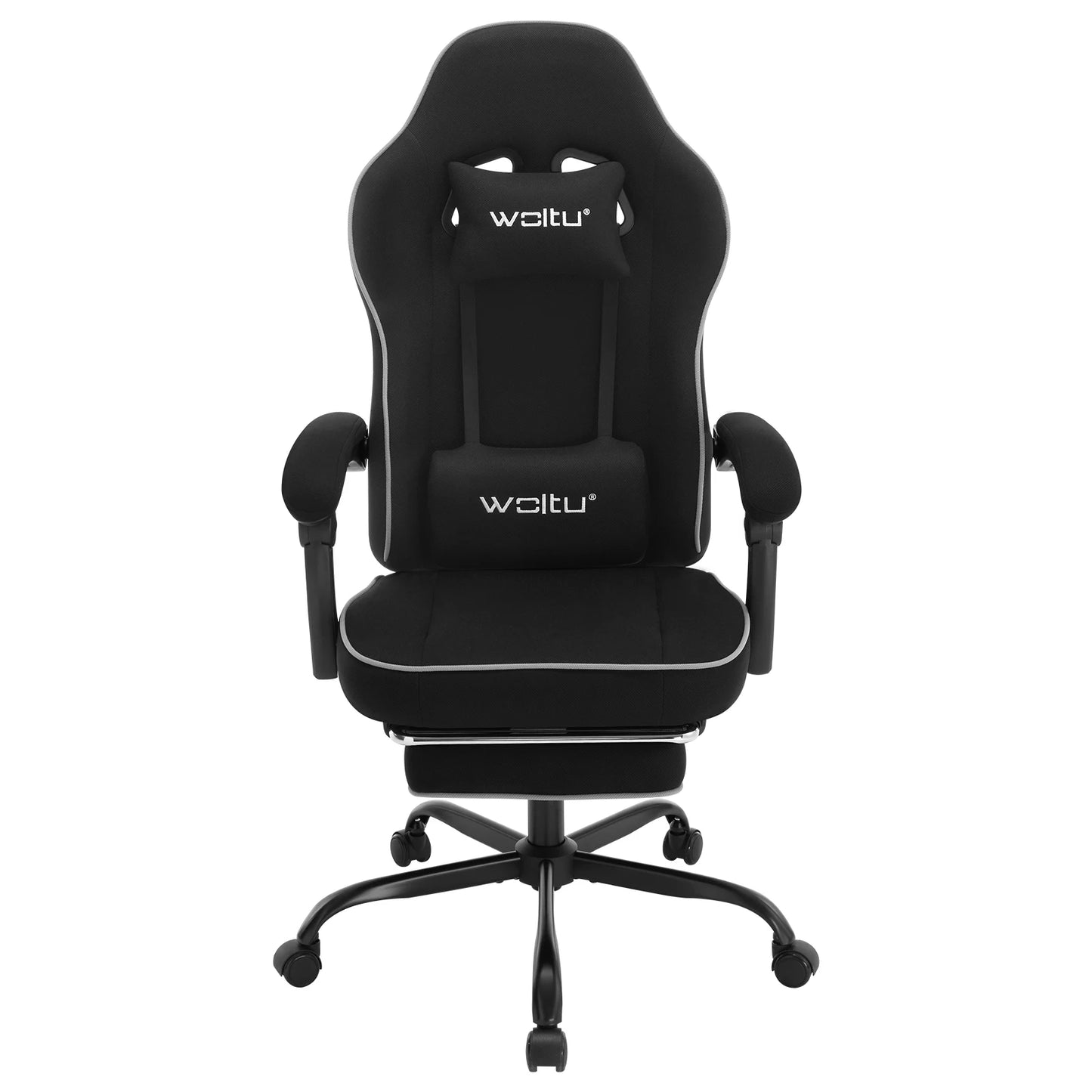 WOLTU Drehbarer Gamer-Stuhl, Gaming-Stuhl, ergonomischer Büro-Computerstuhl mit Lendenkissen, Fußstütze