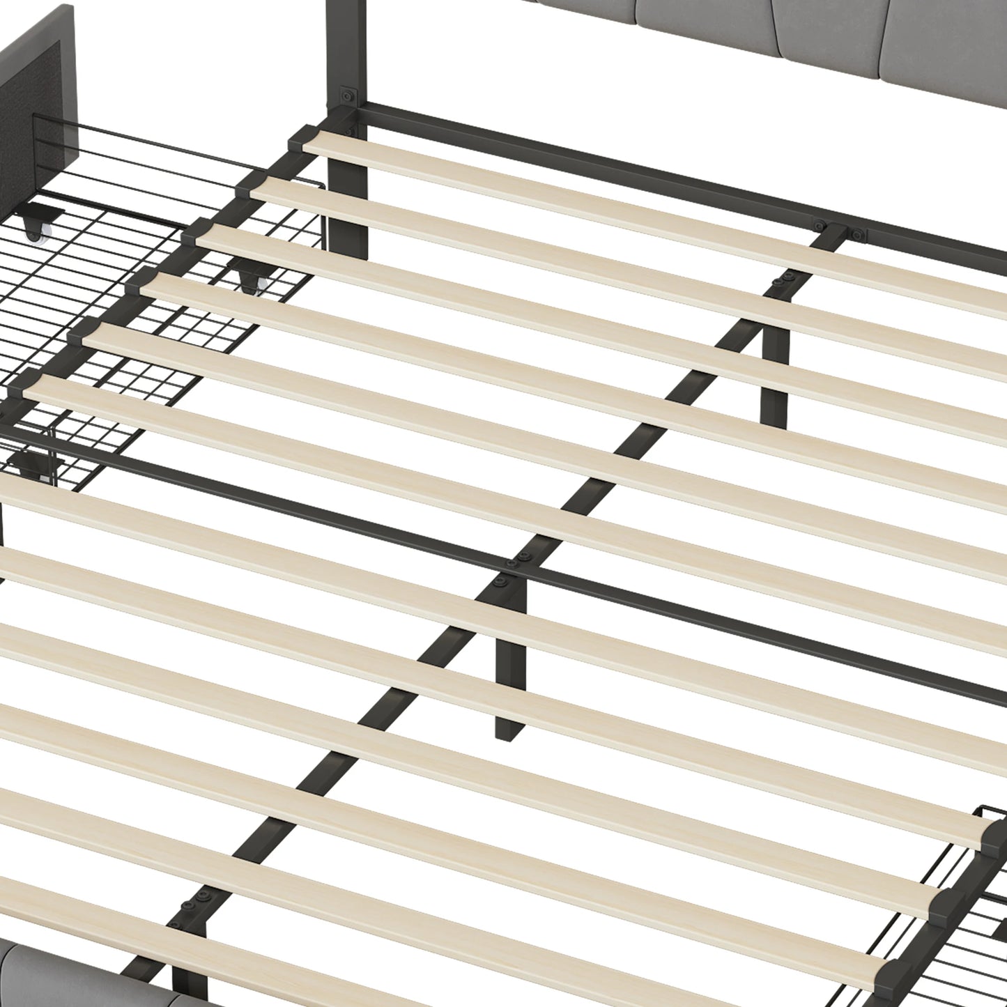 ROSAHQNDA Modernes Doppelbett, Polsterbett mit 4 Schubladen, Samt, verstellbares Kopfteil, Doppelbettgestell, ohne Matratze