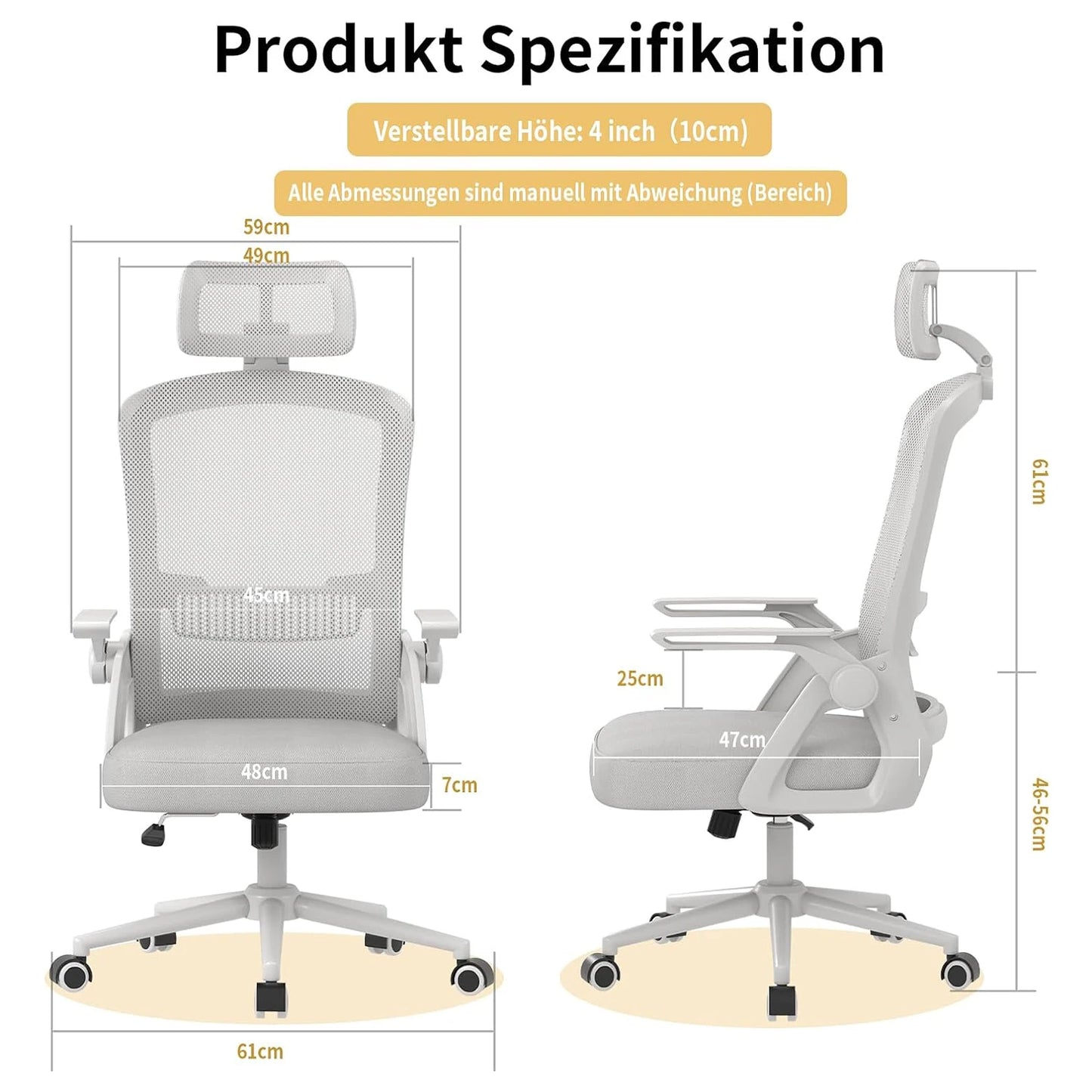 Naspaluro Ergonomic Office Chair Desk Chair with Headrest Breathable Mesh Cover Lumbar Support Computer Chair 360° Swivel Chair