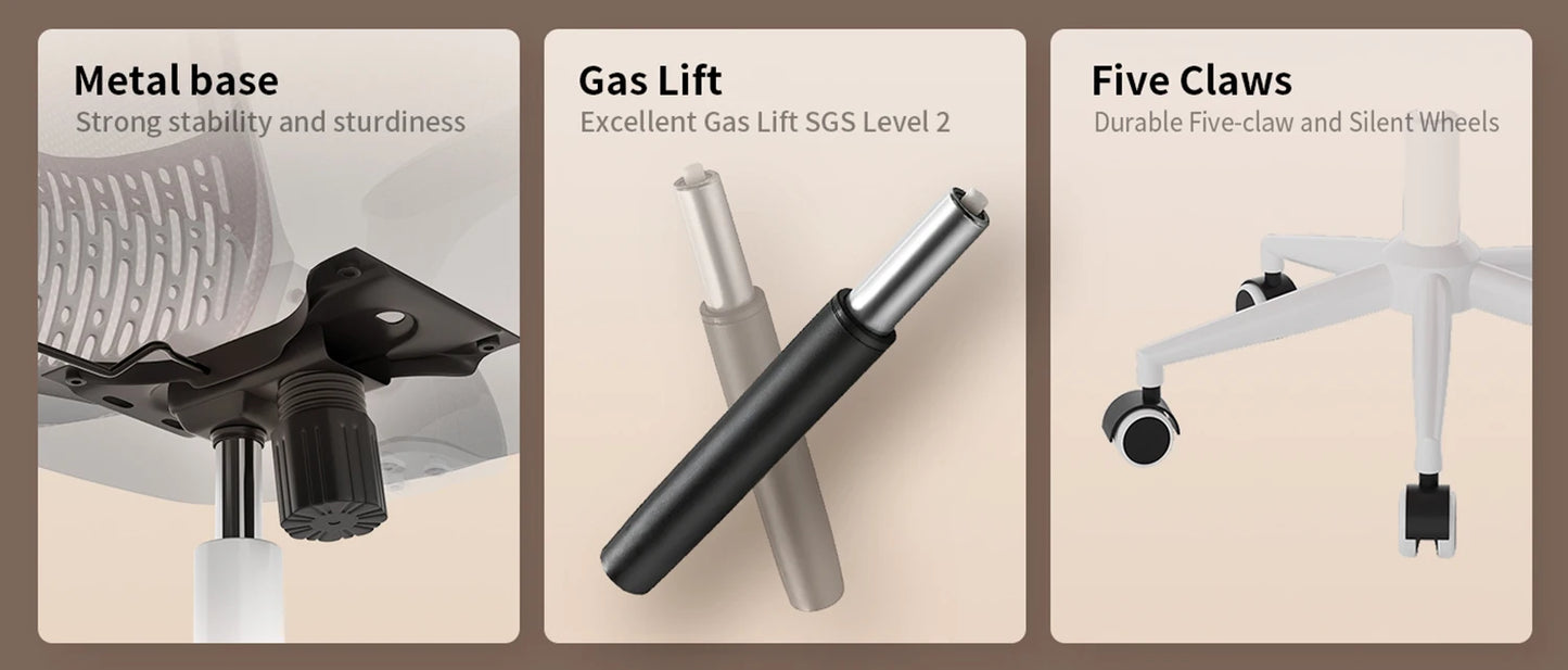 Ergonomic Office Chair Desk Chair with 90° Folding Armrests Lumbar Support Breathable Mesh Padding for Home Office