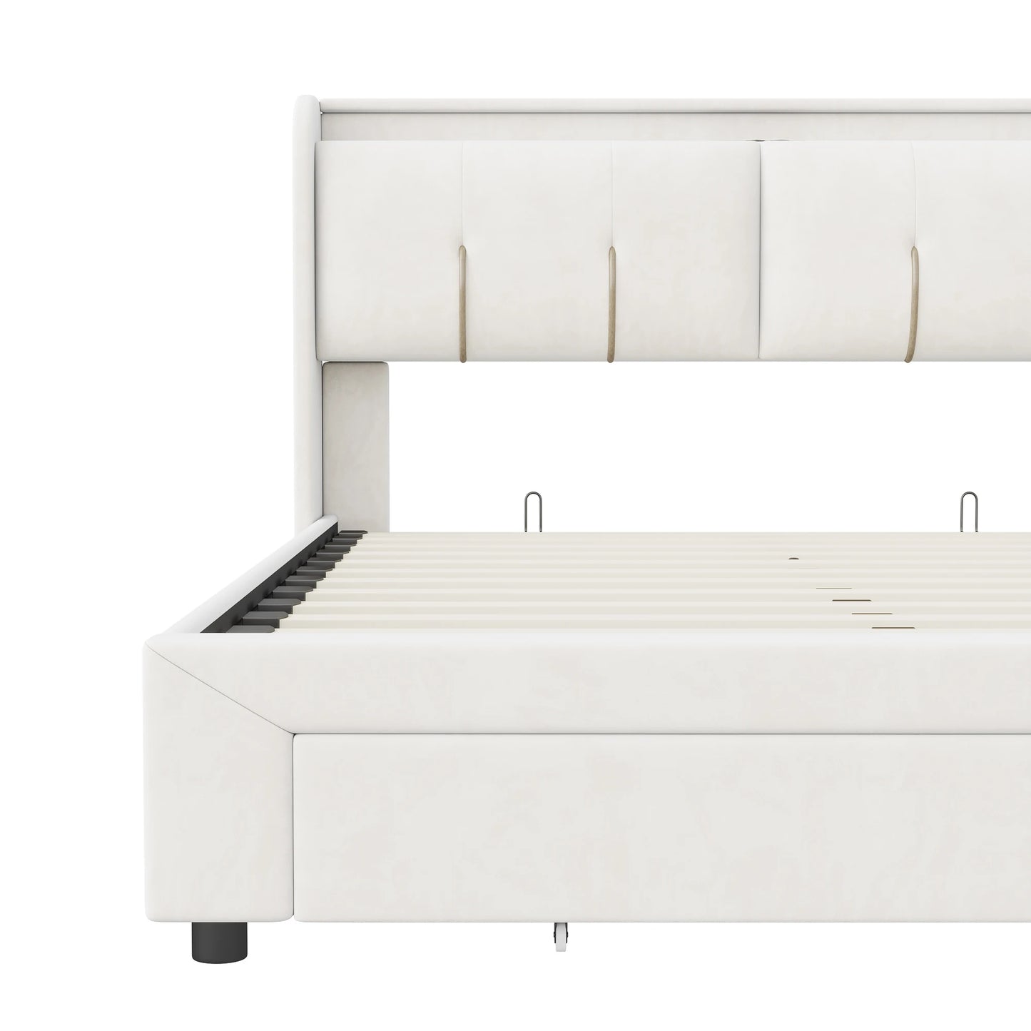 WoodenAura 140x200cm Polsterbett mit USB-C Ladefunktion, Stauraumkopfteil und LED-Beleuchtung und Schubladen, Doppelbett Große