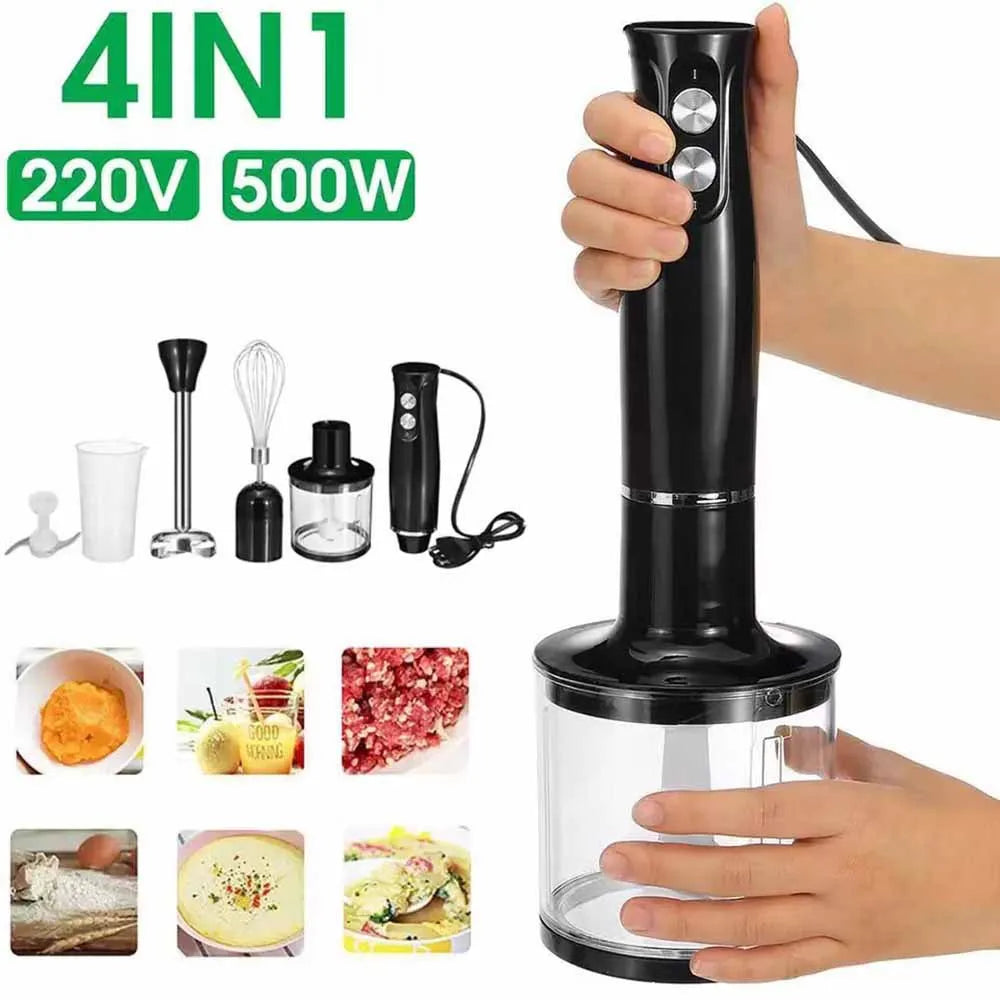 4 in 1 Household Electric Mixer Handheld Kitchen Food Mixer Multifunctional Adjustable 500W Egg Cream Dough Bread Mixer Grinder.