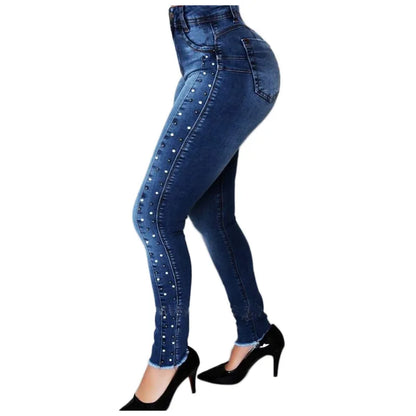 New Arrival Women's High Waist Jeans Fashion Slim High Elastic Jeans Skinny Denim Pencil Pants butt shaping jeans S-2XL.