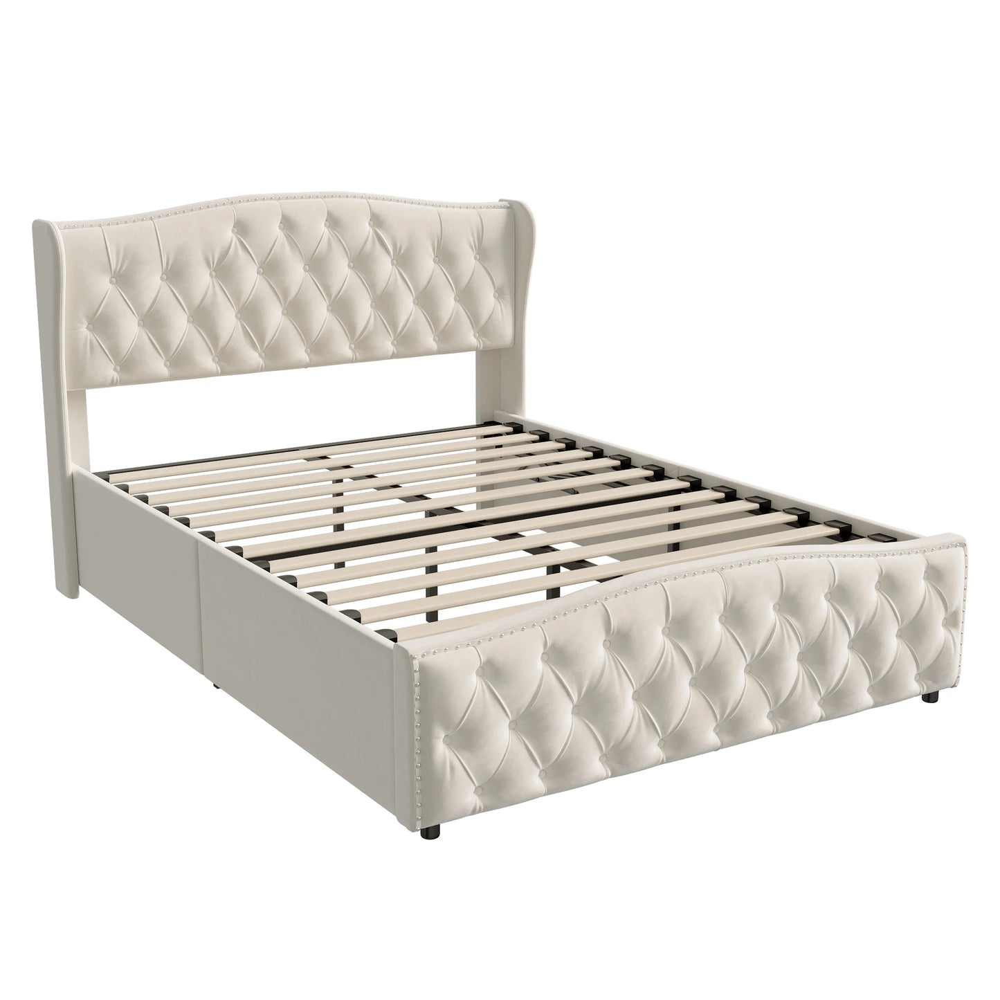 Rosahqnda Gepolstertes Doppelbett 140-160*200cm mit hydraulischem Stauraumbett Gästebett Jugendzimmer Apartmentbett Flanell