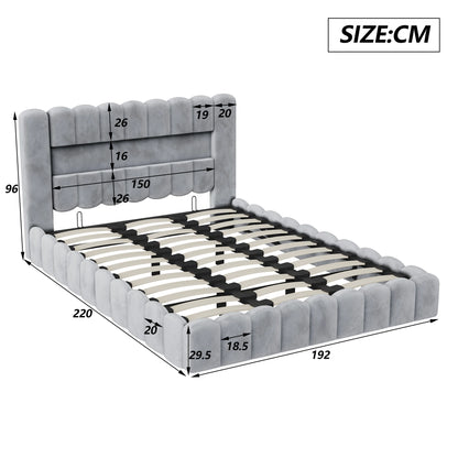 Rosahqnda Polsterbett 180 x 200 cm, gepolsterter Doppelbettrahmen mit Kopfteil für Schlafzimmer und Jugendzimmer, Lattenrost aus Holz