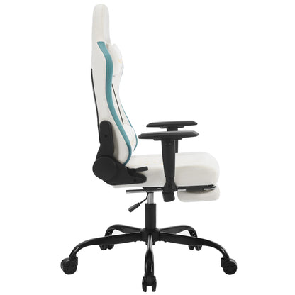 WOLTU Drehbarer Massage-Computer-Gaming-Stuhl, ergonomischer Racing-Gamer-Bürostuhl mit Rollen, Kopfstütze, Fußstütze, Lendenkissen