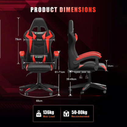 bigzzia Gaming Chair with LED RGB Gaming Chairs Ergonomic PC Chair with Headrest Gaming Chair RGB Light Lighting Computer Chair