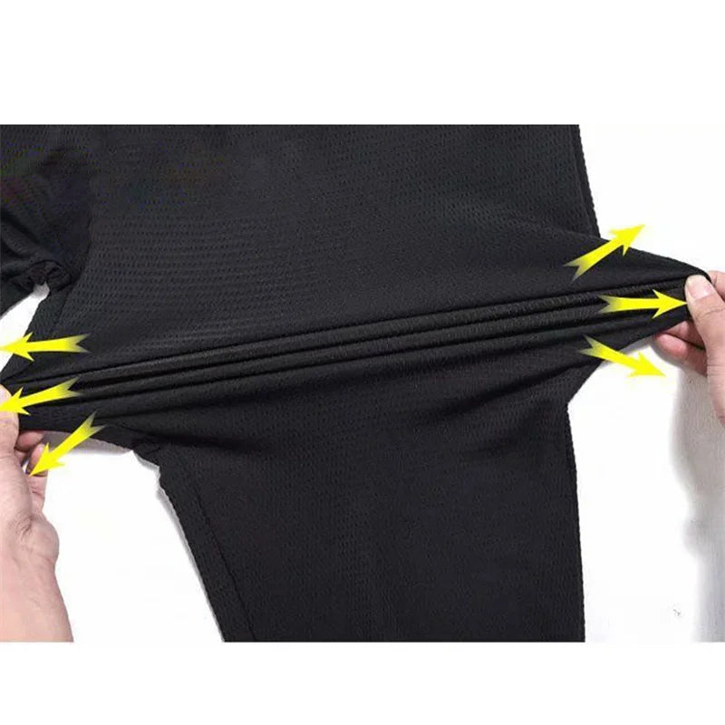 Men's Hollow Out Ice Silk Pants Mesh Breathable Casual Thin Quick Dry Pant Loose Elastic Beam Feet Pants Sports Fitness Trousers.