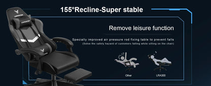 LUCKRACER Gaming Stuhl mit fußstütze Bürostuhl Ergonomisch mit verstellbare Lendenkissen, Kopfkissen Gaming Chair